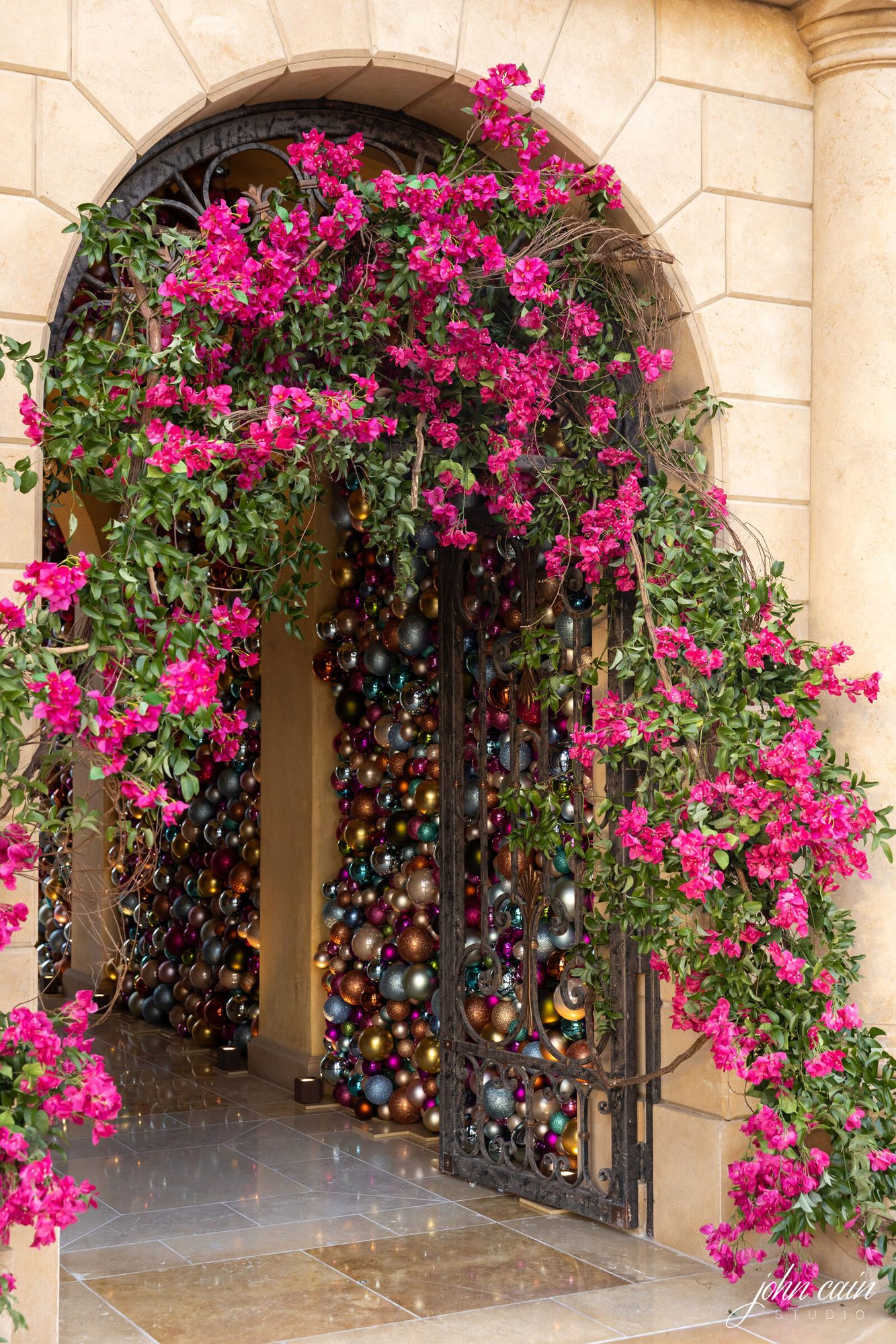 Colorful floral event setting