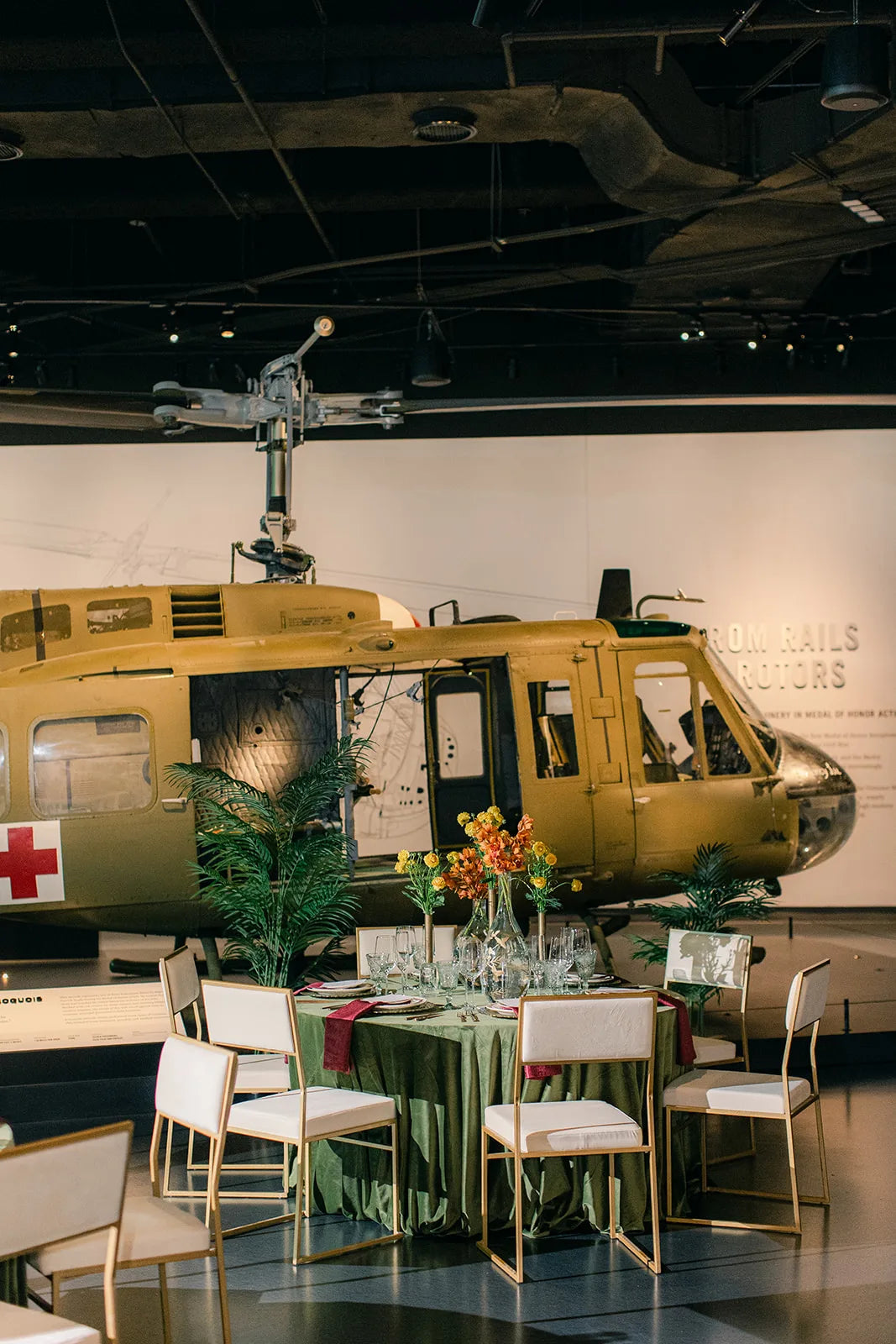 Gallery event with a helicopter display
